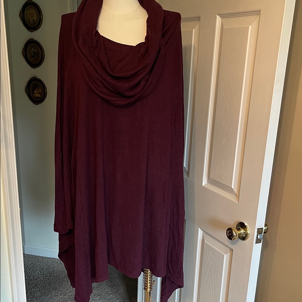 Bit & Bridle Deep Burgundy Cowl Neck Poncho